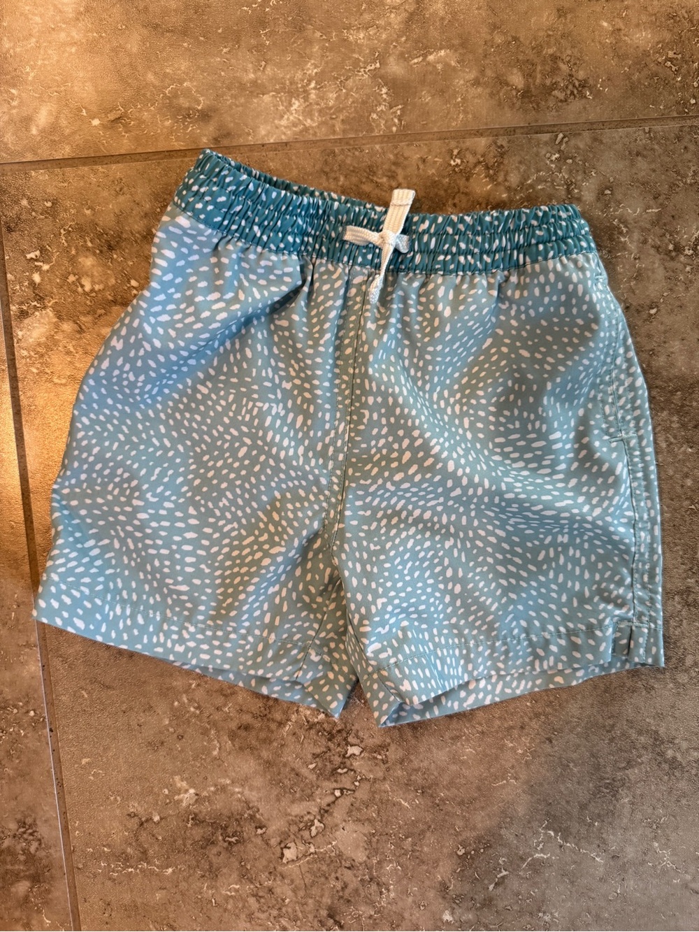 chubbies Light Blue and White Kids Swim Trunks 4T